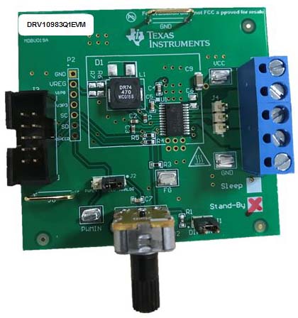 DRV10983-Q1汽车，12V，24V三相，无传感器无刷直流电机驱动器评估模块