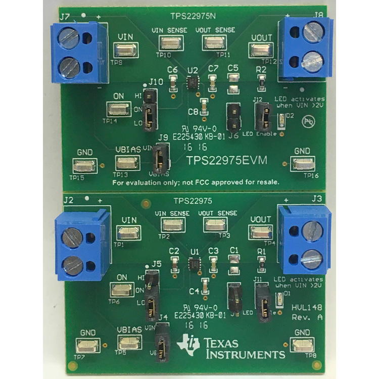 TPS22975EVM TPS22975 5.7V，6A，16mΩ电阻负载开关评估板图像