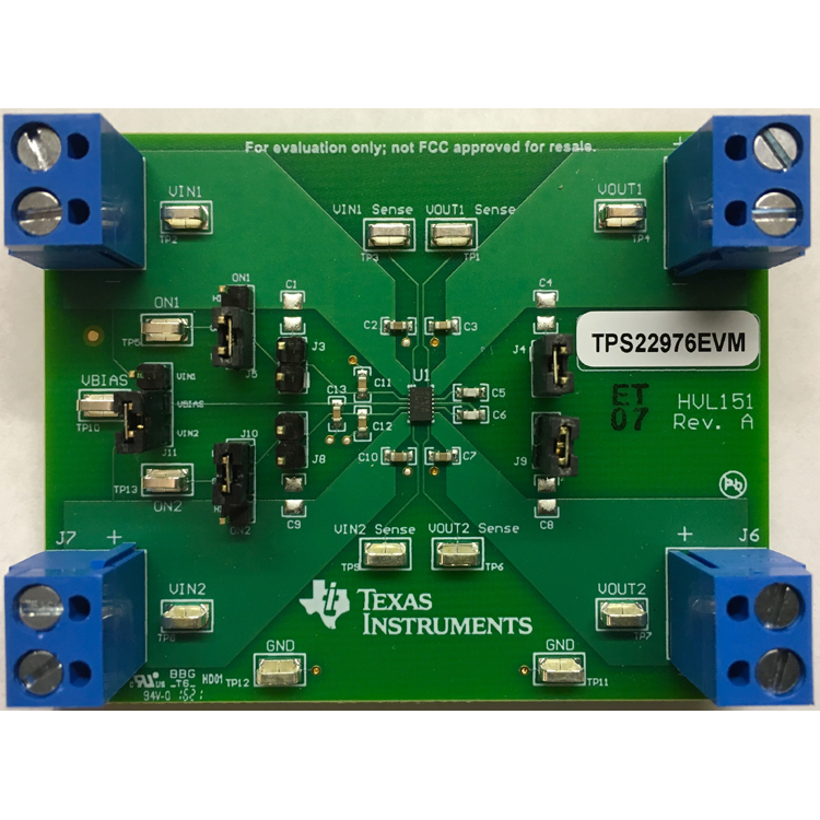 TPS22976EVM TPS22976 5.7V，6A，14mΩ电阻双通道负载开关评估板图像