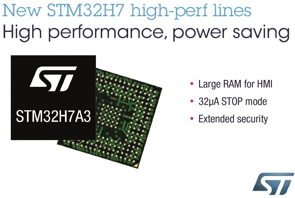 意法半导体推出STM32H7新产品线，适用于设计下一代智能产品设备