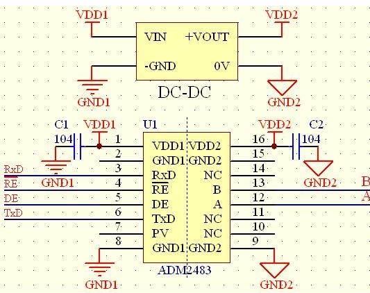 基于74HC14芯片与ADM2483芯片实现RS-485接口的信号隔离自收发设计-方案运用