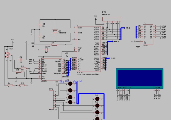 ADC0804+LED数码管显示模拟值0~255