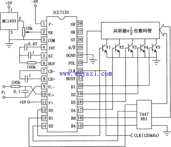 ICL7135A/D转换器应用电路图