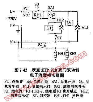 康宝SDX-70B双门双功能电子消毒柜电路图