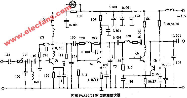 西视PAA30，116N型终端放大器电路原理图
