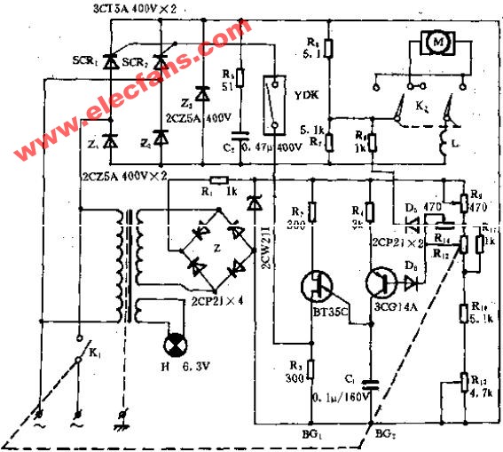 YD系列牙钻车调速器电路原理图